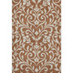 8' X 10' Rust And Beige Floral Washable Area Rug With UV Protection
