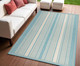 4' X 6' Aqua And Beige Striped Indoor Outdoor Area Rug