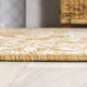 5' Yellow And Cream Square Medallion Indoor Outdoor Area Rug