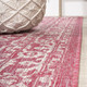 8' Fuchsia And Light Gray Medallion Indoor Outdoor Runner Rug