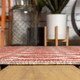 3' Red And Beige Square Geometric Indoor Outdoor Area Rug