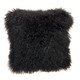 20" Black Genuine Tibetan Lamb Fur Pillow With Microsuede Backing