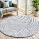 9' Light Blue And Ivory Round Abstract Indoor Outdoor Area Rug