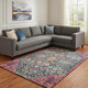 8' X 10' Teal Merlot And Ivory Geometric Washable Area Rug With UV Protection