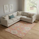 9' X 12' Coral Orange And Beige Geometric Washable Area Rug With UV Protection