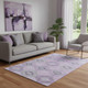 5' X 8' Lavender And Gray Geometric Washable Area Rug With UV Protection