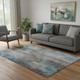 5' X 8' Taupe And Blue Floral Washable Area Rug With UV Protection