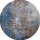 8' Coffee And Blue Abstract Washable Round Rug With UV Protection