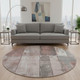 8' Copper And Gray Geometric Washable Round Rug With UV Protection