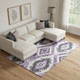10' X 14' Purple Charcoal And Ivory Southwestern Washable Area Rug With UV Protection