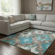 8' X 10' Teal Taupe And Ivory Southwestern Washable Area Rug With UV Protection