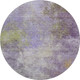 8' Purple And Green Abstract Washable Round Rug With UV Protection