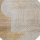 8' Gold And Beige Geometric Washable Round Rug With UV Protection