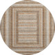 8' Chocolate Ivory And Beige Geometric Washable Round Rug With UV Protection