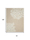 7' X 9' Beige And White Coral Area Rug