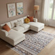 8' X 10' Tan And Blue Jute Geometric Hand Woven Area Rug