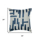 24" Blue And Ivory Geometric Cotton Blend Throw Pillow Cover