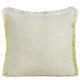 20" White And Yellow Cotton Throw Pillow Cover with Fringe