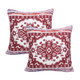 Set of Two 20" Red And White Geometric Cotton Blend Throw Pillows