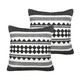 Set of Two 20" Black And White Geometric Cotton Blend Throw Pillows
