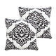 Set of Two 20" White And Black Damask Cotton Blend Throw Pillows