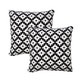 Set of Two 20" Black And White Geometric Cotton Blend Throw Pillows