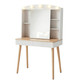 32" White Wood Mirrored Two Drawer Vanity Table
