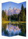 72" Blue And Green Canvas Folding Three Panel Screen Room Divider
