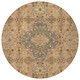 8' Copper And Blue Round Medallion Washable Indoor Outdoor Area Rug