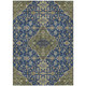 8' X 10' Navy Blue And Pewter Medallion Washable Indoor Outdoor Area Rug