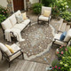 8' X 10' Brown And Beige Medallion Washable Indoor Outdoor Area Rug