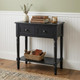 24" Black Solid Wood Console Table With Shelf And Three Drawers