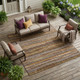 10' X 14' Orange And Brown Striped Washable Indoor Outdoor Area Rug