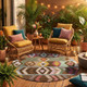 8' Brown And Graphite Round Tribal Washable Indoor Outdoor Area Rug