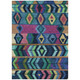 3' X 5' Navy Blue And Blue Tribal Washable Indoor Outdoor Area Rug