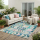 5' X 8' Teal Blue And Turquoise Tribal Washable Indoor Outdoor Area Rug