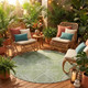 8' Green And Sage Round Geometric Washable Indoor Outdoor Area Rug