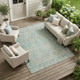 10' X 14' Turquoise And Teal Blue Geometric Washable Indoor Outdoor Area Rug