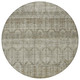 8' Beige And Brown Round Tribal Washable Indoor Outdoor Area Rug