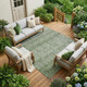 8' X 10' Sage And Green Tribal Washable Indoor Outdoor Area Rug