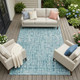 8' X 10' Aqua And Teal Blue Abstract Washable Indoor Outdoor Area Rug
