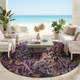 8' Plum And Purple Round Abstract Washable Indoor Outdoor Area Rug
