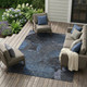 10' X 14' Charcoal And Gray Geometric Washable Indoor Outdoor Area Rug