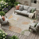 8' X 10' Ivory And Pewter Geometric Washable Indoor Outdoor Area Rug