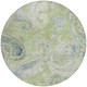 8' Green And Silver Round Paisley Washable Indoor Outdoor Area Rug