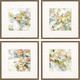 Set Of Four Modern Abstract Floral Gold Framed Wall Art