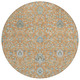 8' Copper And Orange Round Floral Washable Indoor Outdoor Area Rug