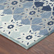 8' Blue And Pewter Round Floral Medallion Washable Indoor Outdoor Area Rug