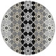 8' Gray And Pewter Round Floral Medallion Washable Indoor Outdoor Area Rug