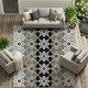 9' X 12' Gray And Pewter Floral Medallion Washable Indoor Outdoor Area Rug
